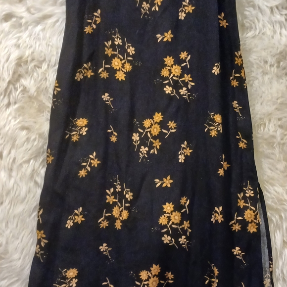 Dizzy Lizzy Dresses & Skirts - Black Mini Dress with Mustard Floral Print